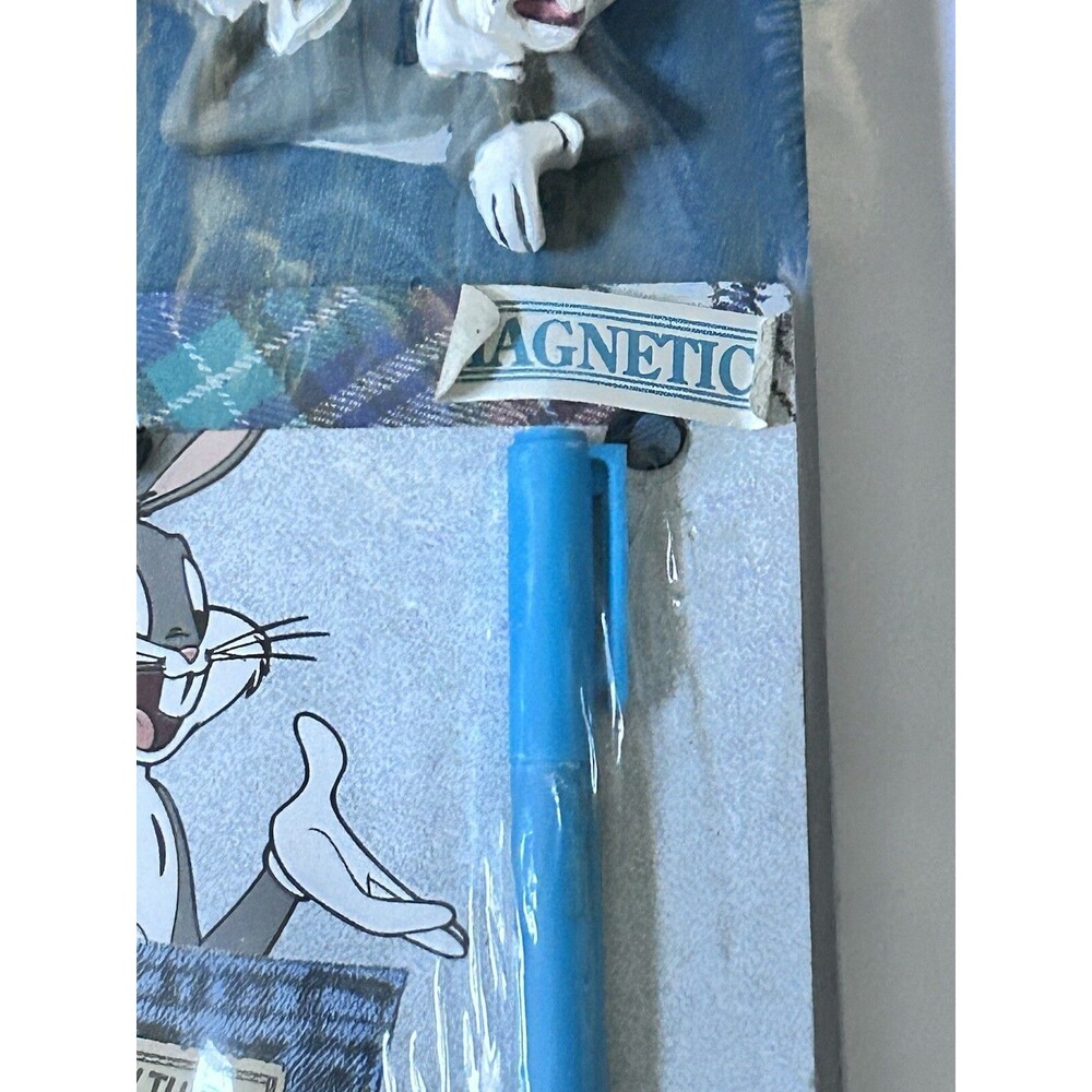 Vintage 1996 Looney Tunes Wooden Plaque Magnetic Note Pad Bugs Bunny Graphomania - Picture 9 of 14